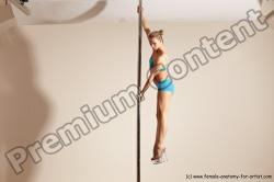 Underwear Gymnastic poses Woman White Moving poses Slim long blond Dynamic poses Academic